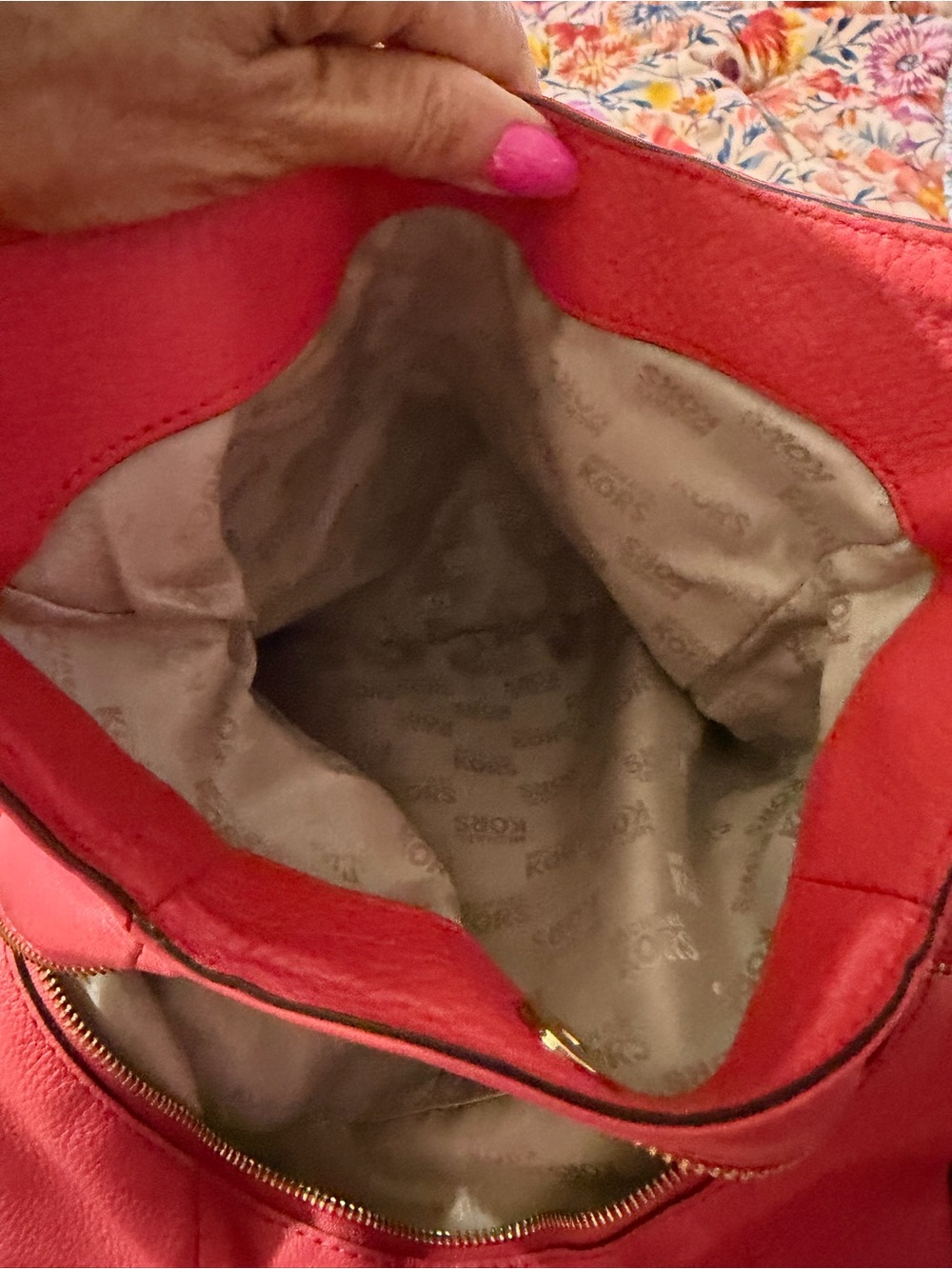 Michael Kors Coral Pink Pebbled Leather Hobo Bag - Picture 3 of 5